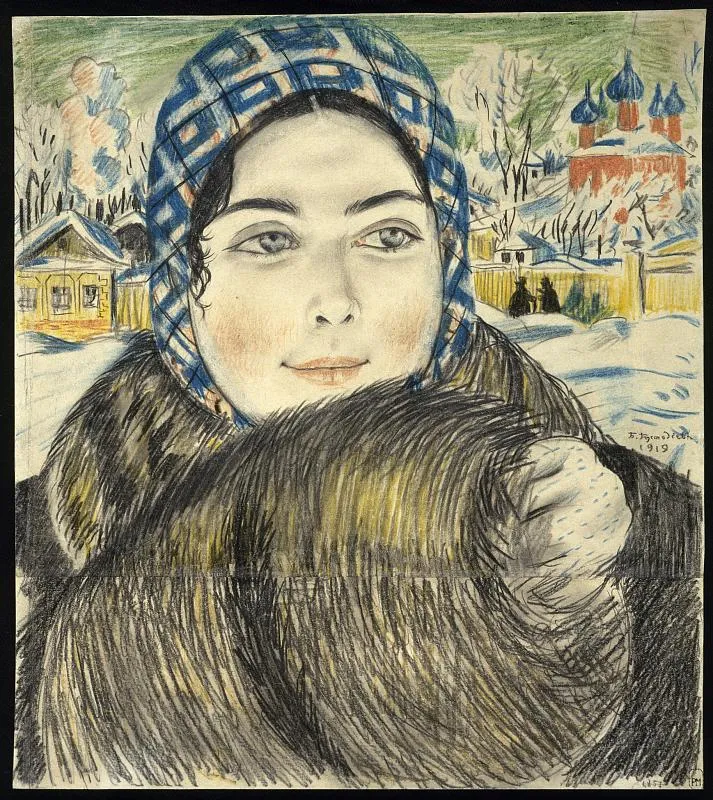 Молодая купчиха в клетчатом платочке